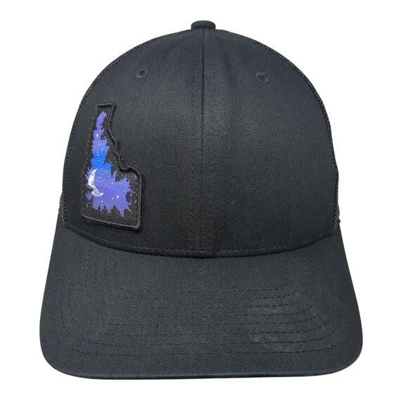 Idaho Fitted Trucker Hat Black One Size Lightweight Mesh Back 6 Panel Flexfit - Picture 1 of 8